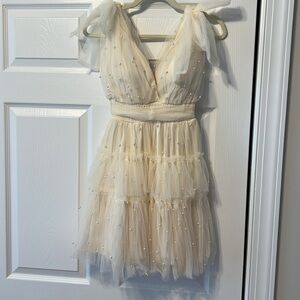 Mable Pearl Stud Tulle Mini Dress